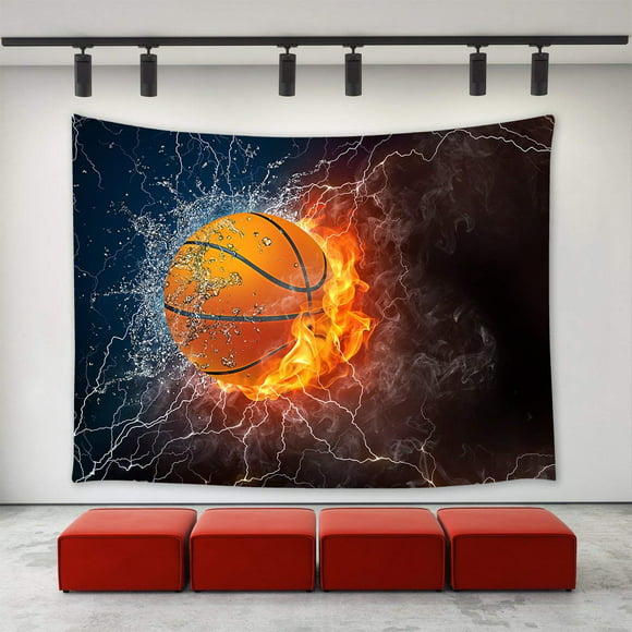 HommomH Wall Art Home Decor Tapestry 40 x 60 Wall Hanging Flame Fire Volleyball 